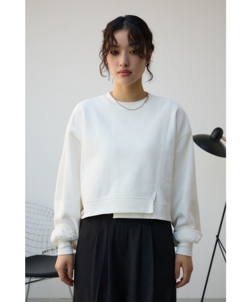 AZUL by moussy(アズールバイマウジー)の「クロップドスウェットトップス(スウェット・レディース・アイボリー/ライム/ブラック/チャコールグレー・FREE)」の8枚目の写真