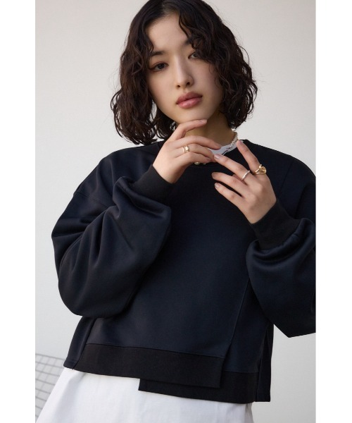 AZUL by moussy(アズールバイマウジー)の「クロップドスウェットトップス(スウェット・レディース・アイボリー/ライム/ブラック/チャコールグレー・FREE)」の16枚目の写真