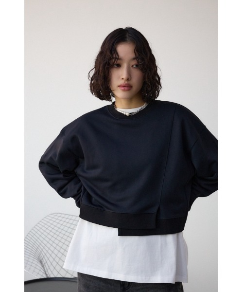 AZUL by moussy(アズールバイマウジー)の「クロップドスウェットトップス(スウェット・レディース・アイボリー/ライム/ブラック/チャコールグレー・FREE)」の17枚目の写真