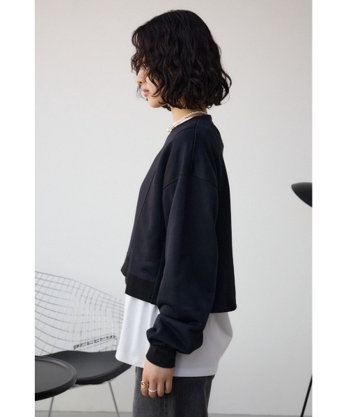 AZUL by moussy(アズールバイマウジー)の「クロップドスウェットトップス(スウェット・レディース・アイボリー/ライム/ブラック/チャコールグレー・FREE)」の20枚目の写真