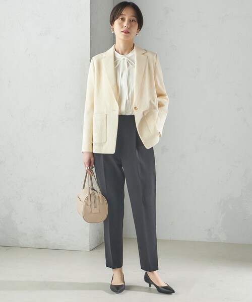 SHIPS（シップス）の「〈手洗い可能〉ストレッチ混 シングル 1ボタン テーラード ジャケット（テーラードジャケット・レディース・クリーム/ネイビー・38/36）」の9枚目の写真