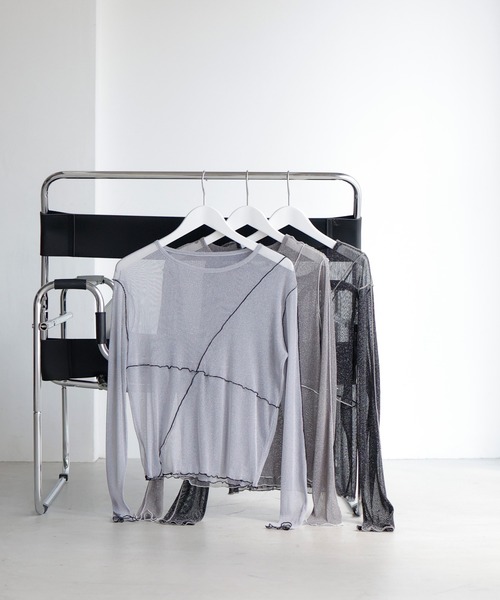 LIAN(リアン)の「バイカラーメローシアートップス(Tシャツ/カットソー・レディース・ブラック/オフホワイト/チャコールグレー・FREE)」の7枚目の写真