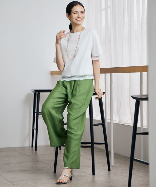 自由区(ジユウク)の「エアリーツイルワイド パンツ(その他パンツ・レディース・ベージュ系/ダルブルー系/グレー系/グリーン系/ベージュ系2/ブラウン系/ネイビー系/サックスブルー系・44/46)」の22枚目の写真