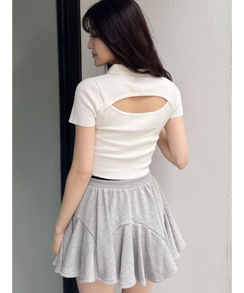 GYDA(ジェイダ)の「ウエストラインバンテージスウェットスカートライクショートパンツ(スカート・レディース・グレー/ブラック・FREE)」の12枚目の写真