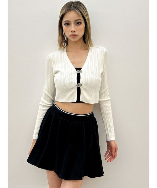 GYDA(ジェイダ)の「ウエストラインバンテージスウェットスカートライクショートパンツ(スカート・レディース・グレー/ブラック・FREE)」の7枚目の写真