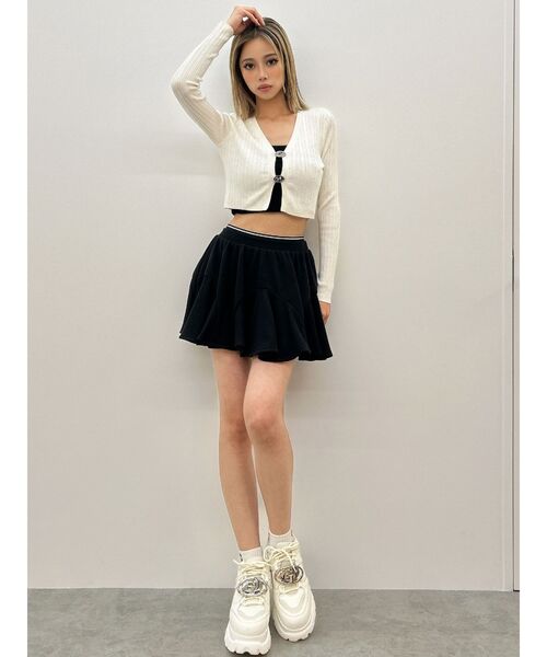 GYDA(ジェイダ)の「ウエストラインバンテージスウェットスカートライクショートパンツ(スカート・レディース・グレー/ブラック・FREE)」の10枚目の写真