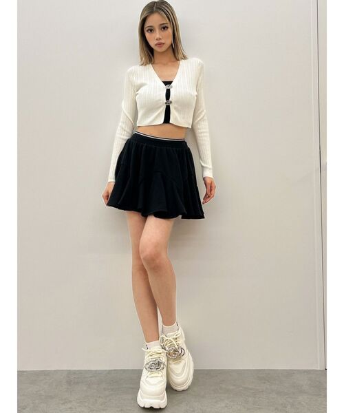 GYDA(ジェイダ)の「ウエストラインバンテージスウェットスカートライクショートパンツ(スカート・レディース・グレー/ブラック・FREE)」の11枚目の写真