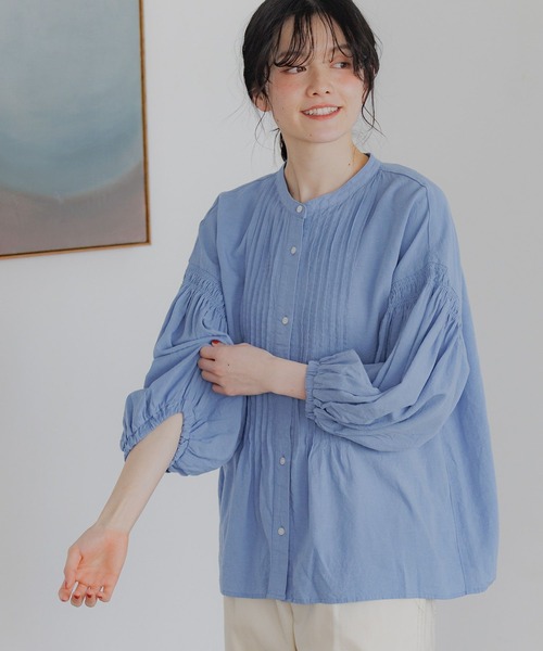 niko and...（ニコアンド）の「COMFORTリネンタックブラウス（シャツ/ブラウス・レディース・ブラック/ブルー/パープル/レッド/オフホワイト・MEDIUM/LARGE）」の4枚目の写真