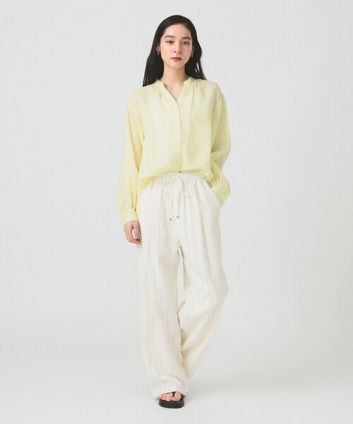 Ray BEAMS（レイビームス）の「ストライプ ジャカード ワイド パンツ [洗える]（その他パンツ・レディース・ブラック/オフホワイト/ダークブラウン・1/0）」の4枚目の写真