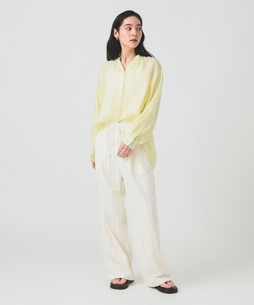 Ray BEAMS（レイビームス）の「ストライプ ジャカード ワイド パンツ [洗える]（その他パンツ・レディース・ブラック/オフホワイト/ダークブラウン・1/0）」の5枚目の写真