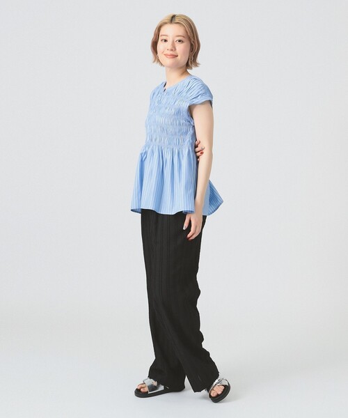 Ray BEAMS（レイビームス）の「ストライプ ジャカード ワイド パンツ [洗える]（その他パンツ・レディース・ブラック/オフホワイト/ダークブラウン・1/0）」の11枚目の写真