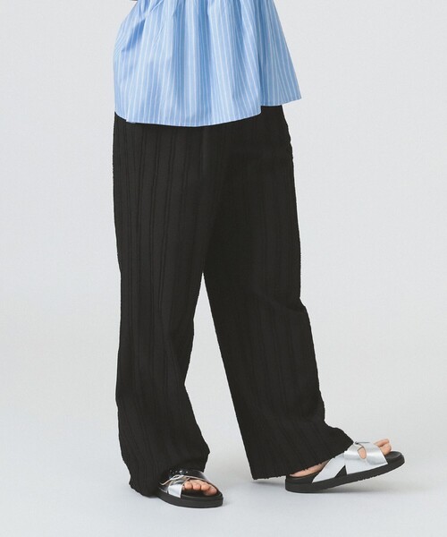 Ray BEAMS（レイビームス）の「ストライプ ジャカード ワイド パンツ [洗える]（その他パンツ・レディース・ブラック/オフホワイト/ダークブラウン・1/0）」の14枚目の写真