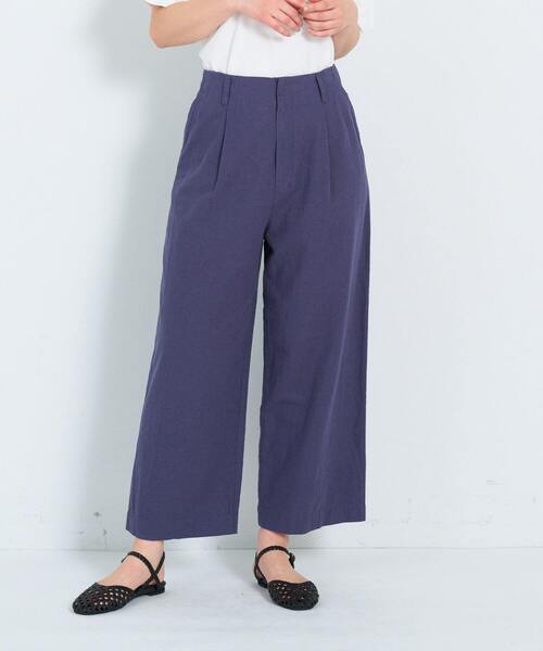 ADIEU TRISTESSE（アデュートリステス）の「コットンリネンストレートパンツ（その他パンツ・レディース・ピンク/ライトグリーン/ブラウン/ネイビー/チェック・36/38）」の4枚目の写真