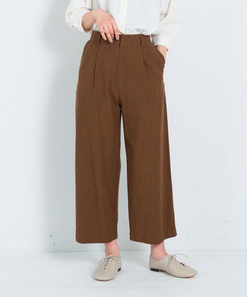 ADIEU TRISTESSE（アデュートリステス）の「コットンリネンストレートパンツ（その他パンツ・レディース・ピンク/ライトグリーン/ブラウン/ネイビー/チェック・36/38）」の2枚目の写真