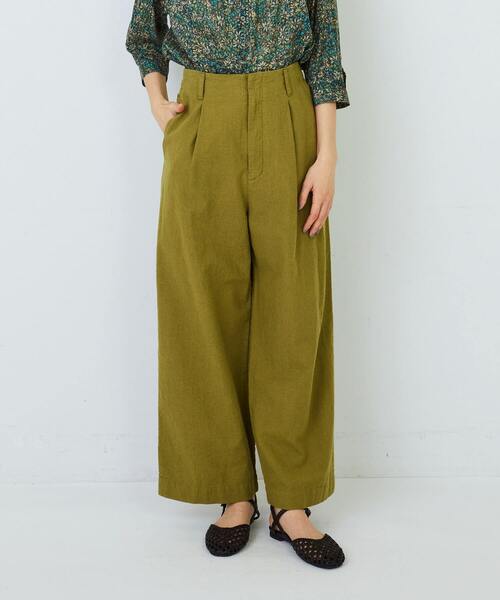ADIEU TRISTESSE（アデュートリステス）の「コットンリネンストレートパンツ（その他パンツ・レディース・ピンク/ライトグリーン/ブラウン/ネイビー/チェック・36/38）」の3枚目の写真