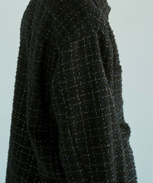 新品　CAMPHOR WOOD ラメツイード２wayシャツジャケット 黒 M Camphor wood（カンファーウッド）の「lame tweed double zipper