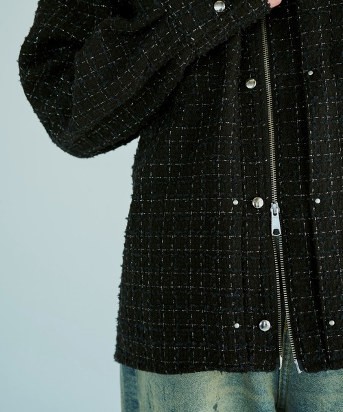 lame tweed double zipper shirt jacket / ラメツイード2way