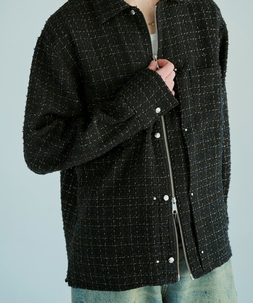 ジャケット・アウター lame tweed double zipper shirt jacket lame tweed double zipper shirt jacket – CAMPHOR WOOD