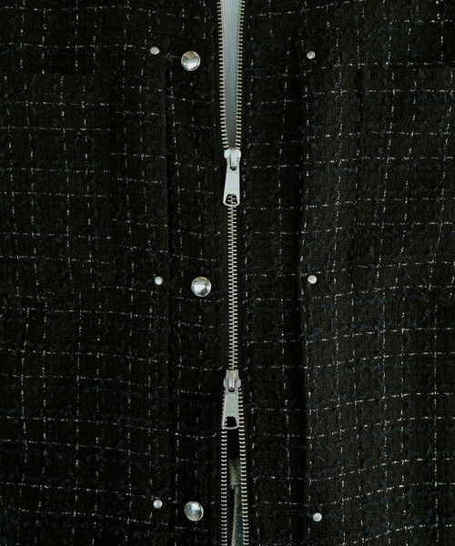 新品　CAMPHOR WOOD ラメツイード２wayシャツジャケット 黒 M Camphor wood（カンファーウッド）の「lame tweed double zipper