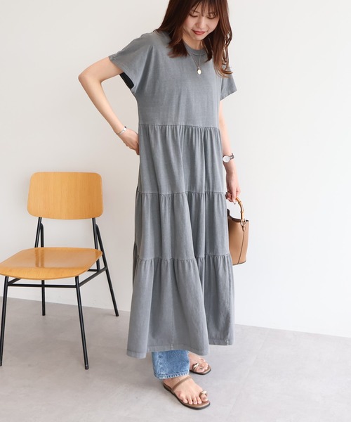 セール】【選べる丈】加工ティアードワンピース（ワンピース