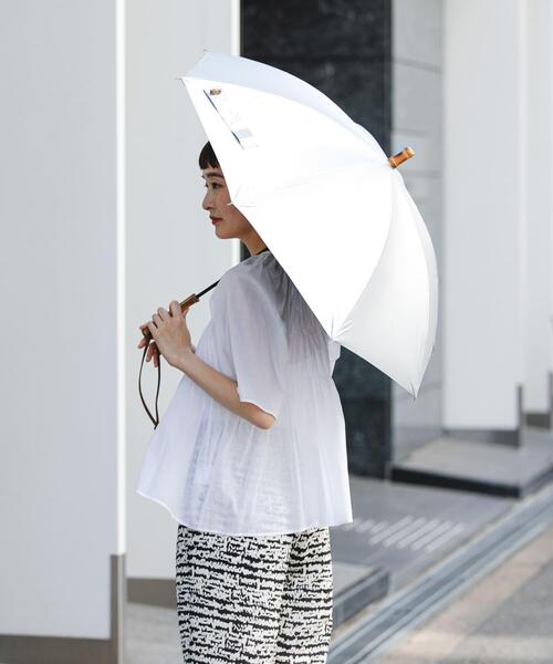 URBAN RESEARCH（アーバンリサーチ）の「晴雨兼用バンブーアンブレラ（長傘・レディース・チェック/アイボリー/シルバー・-）」の5枚目の写真