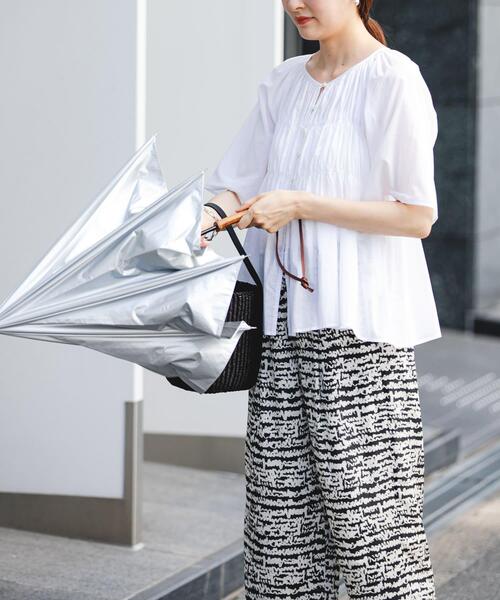 URBAN RESEARCH（アーバンリサーチ）の「晴雨兼用バンブーアンブレラ（長傘・レディース・チェック/アイボリー/シルバー・-）」の9枚目の写真