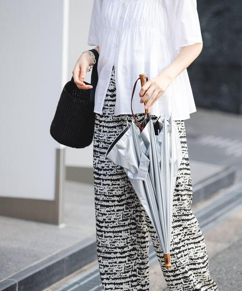 URBAN RESEARCH（アーバンリサーチ）の「晴雨兼用バンブーアンブレラ（長傘・レディース・チェック/アイボリー/シルバー・-）」の10枚目の写真