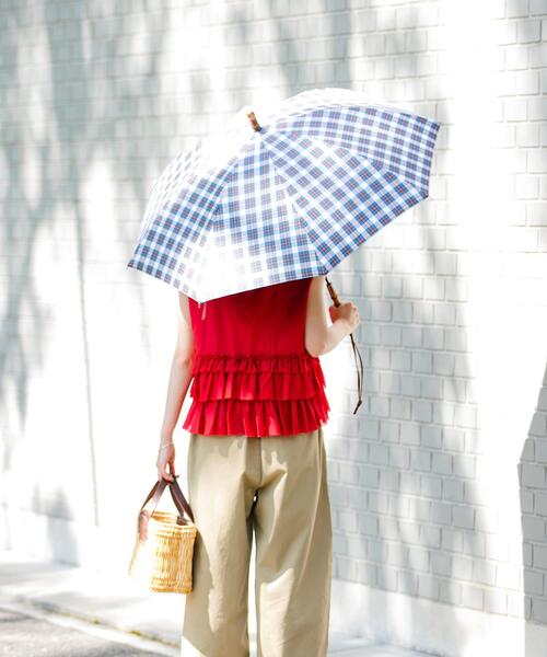 URBAN RESEARCH（アーバンリサーチ）の「晴雨兼用バンブーアンブレラ（長傘・レディース・チェック/アイボリー/シルバー・-）」の15枚目の写真