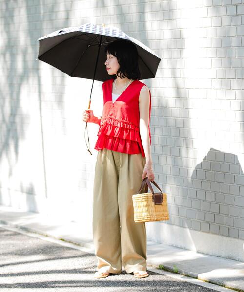 URBAN RESEARCH（アーバンリサーチ）の「晴雨兼用バンブーアンブレラ（長傘・レディース・チェック/アイボリー/シルバー・-）」の17枚目の写真