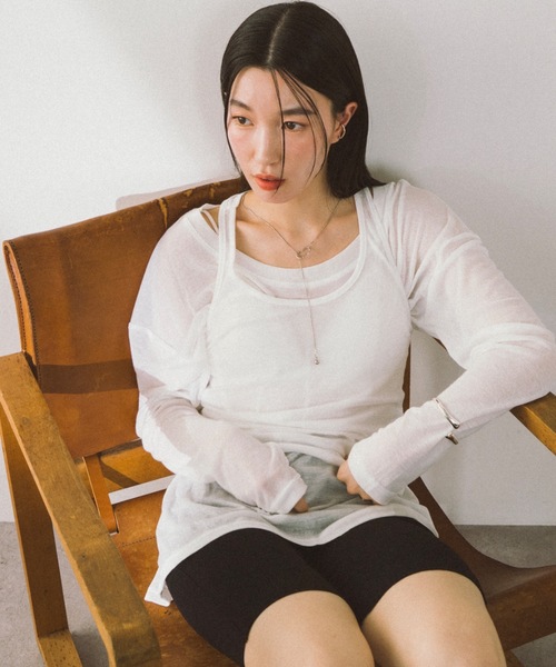 DRWCYS（ドロシーズ）の「レイヤードシアーカットトップス（Tシャツ/カットソー・レディース・ホワイト/ブラック・FREE）」の19枚目の写真