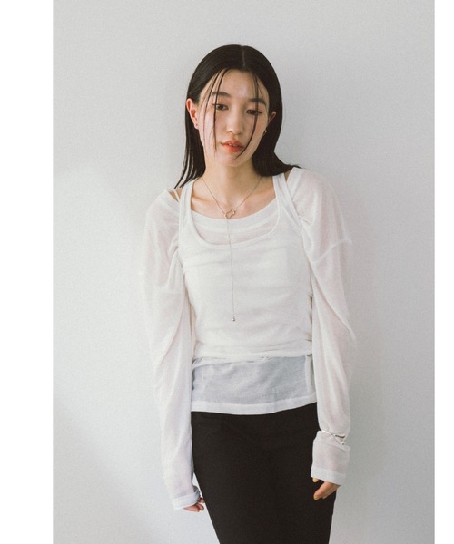 DRWCYS（ドロシーズ）の「レイヤードシアーカットトップス（Tシャツ/カットソー・レディース・ホワイト/ブラック・FREE）」の21枚目の写真