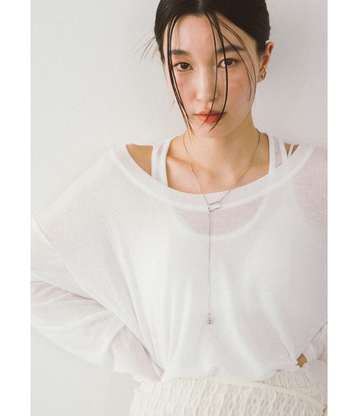 DRWCYS（ドロシーズ）の「レイヤードシアーカットトップス（Tシャツ/カットソー・レディース・ホワイト/ブラック・FREE）」の12枚目の写真