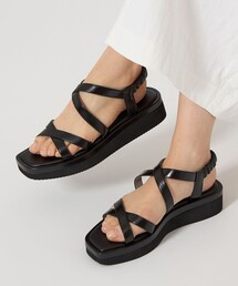 green label relaxing | クロス プラット サンダル(3cmヒール)(サンダル)