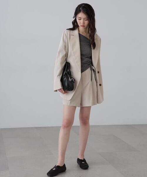 FREE'S MART(フリーズマート)の「◆麻調合繊タックベルト付きショートパンツ(その他パンツ・レディース・ブラウン/グレー系その他/ホワイト/ネイビー・MEDIUM/SMALL)」の16枚目の写真