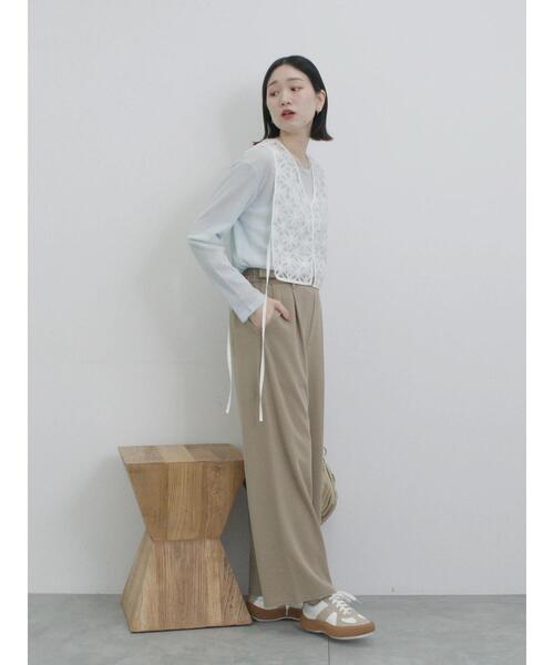 Samansa Mos2 blue(サマンサモスモスブルー)の「ストレートパンツ(セットアップ可)(その他パンツ・レディース・カーキ/ライトベージュ/ベージュ/チャコールグレー・F)」の16枚目の写真