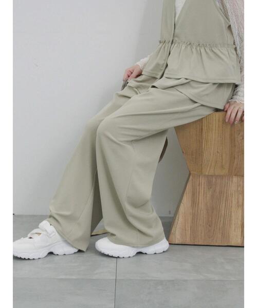 Samansa Mos2 blue(サマンサモスモスブルー)の「ストレートパンツ(セットアップ可)(その他パンツ・レディース・カーキ/ライトベージュ/ベージュ/チャコールグレー・F)」の18枚目の写真