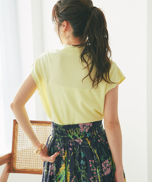 La boutique BonBon クールタッチUVハイネックフレンチニット 名品・UVカット・接触冷感】クールタッチUVハイネックフレンチ
