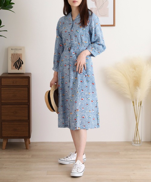 KILKI(キルキー)の「kilki ブロックヨット柄ベルテッドワンピース(シャツワンピース・レディース・スモーキーグリーン系/ブルー系・F)」の6枚目の写真