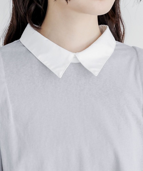 somari imagination(ソマリ イマジネーション)の「『異素材ドッキングパフスリーブカットソー』(Tシャツ/カットソー・レディース・ネイビー/ライトグレー・2/1)」の19枚目の写真