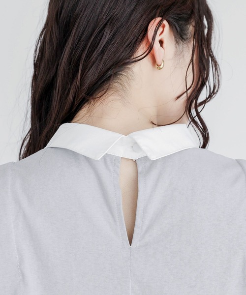 somari imagination(ソマリ イマジネーション)の「『異素材ドッキングパフスリーブカットソー』(Tシャツ/カットソー・レディース・ネイビー/ライトグレー・2/1)」の20枚目の写真