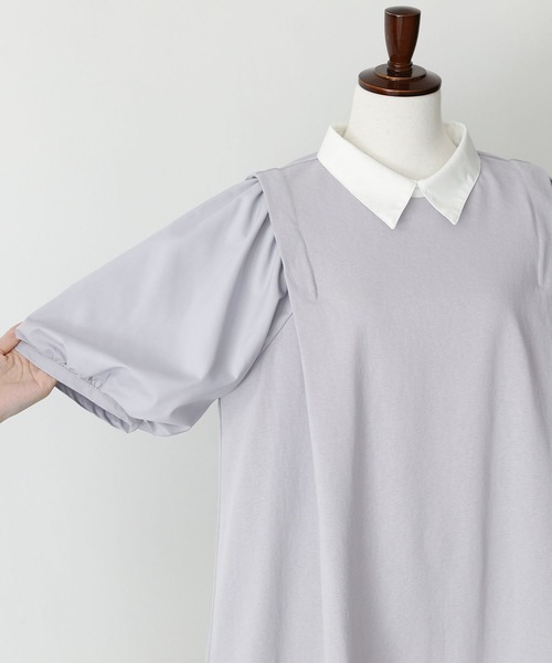 somari imagination(ソマリ イマジネーション)の「『異素材ドッキングパフスリーブカットソー』(Tシャツ/カットソー・レディース・ネイビー/ライトグレー・2/1)」の21枚目の写真