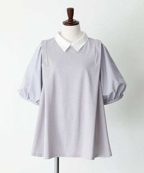 somari imagination(ソマリ イマジネーション)の「『異素材ドッキングパフスリーブカットソー』(Tシャツ/カットソー・レディース・ネイビー/ライトグレー・2/1)」の22枚目の写真