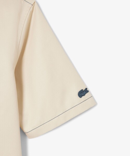 LACOSTE（ラコステ）の「配色ステッチ シルクブレンド ネームパッチボタンダウン 半袖シャツ（シャツ/ブラウス・メンズ・グレイッシュブルー/ブラウン/ダークブルー・38/39/40/41）」の8枚目の写真