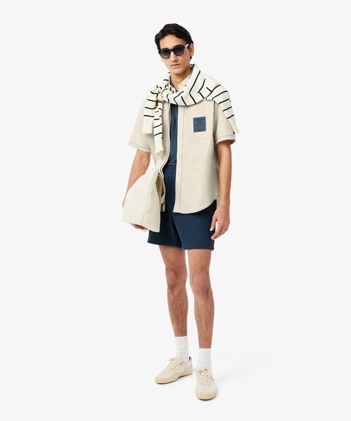 【LACOSTE】シルクブレンドネームパッチボタンダウンシャツ LACOSTE｜シルクブレンドネームパッチボタンダウンシャツ