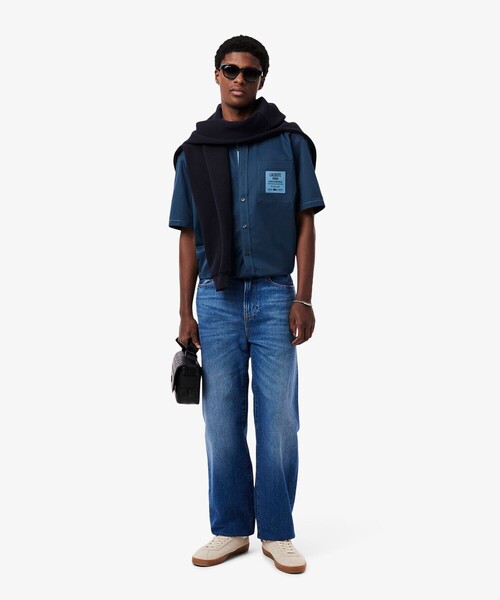 すぐ届く【LACOSTE】ブレンドネームパッチボタンダウンシャツ ラコステ LACOSTE シルクブレンドネームパッチボタンダウン