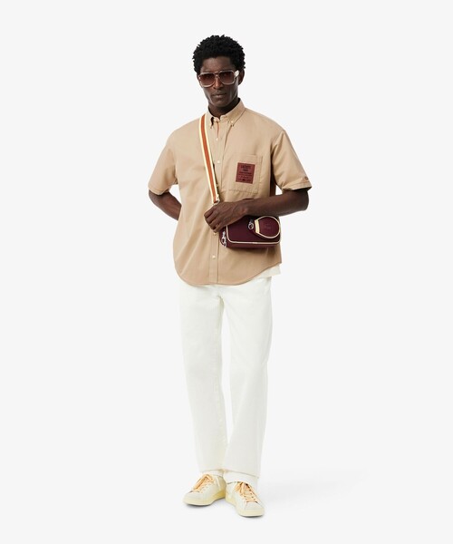 LACOSTE（ラコステ）の「配色ステッチ シルクブレンド ネームパッチボタンダウン 半袖シャツ（シャツ/ブラウス・メンズ・グレイッシュブルー/ブラウン/ダークブルー・38/39/40/41）」の21枚目の写真