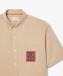 LACOSTE | 配色ステッチ シルクブレンド ネームパッチボタンダウン 半袖シャツ(シャツ/ブラウス)