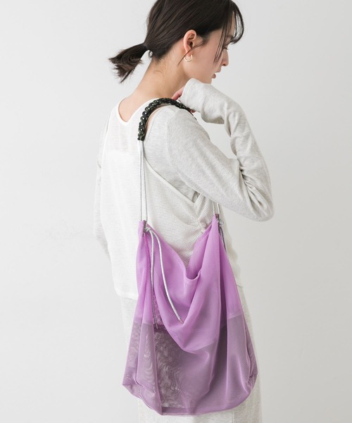 SENSE OF PLACE by URBAN RESEARCH（センスオブプレイスバイアーバンリサーチ）の「パラコードハンドルメッシュバッグ（ショルダーバッグ・レディース・ブラック/ライトピンク・ONE）」の6枚目の写真