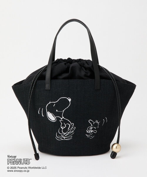 【レア＆新品】russet×PEANUTS カゴトートバッグ L ブラック☆ セール】【PEANUTS×russetコラボ第二弾】カゴトートバッグ大（トート