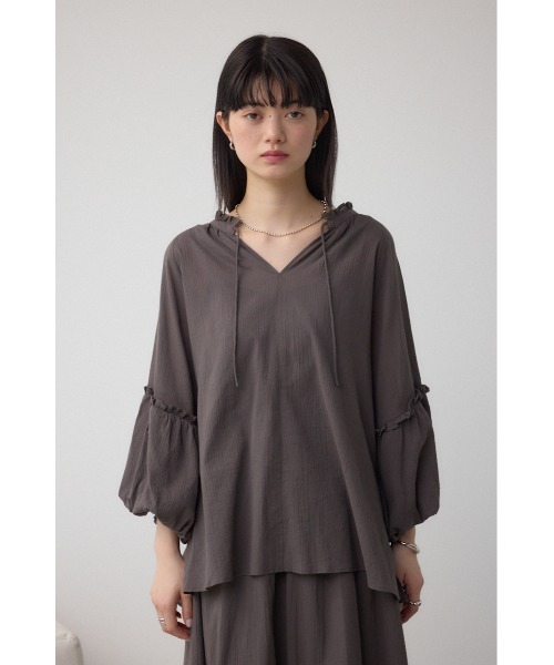 AZUL by moussy(アズールバイマウジー)の「コットンボイルパフスリーブブラウス(シャツ/ブラウス・レディース・チャコールグレー/アイボリー/ピンク・FREE)」の18枚目の写真